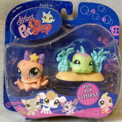 Littlest Pet Shop Pairs LPS Octopus 513 & Green Fish 514