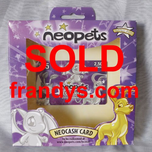 Neopets Neocash Rare Silver KeyQuest Card 2500 25 Virtual Prize