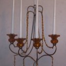 Chic Antiqued Brass-Iron Wall Candelabra-Florets, Prisms & Bead Swags-Shabby Chic!-Layla's Price:$29