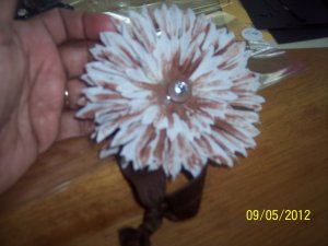 Brown and white flower headband