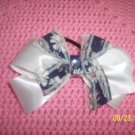 white and blue hairbow