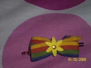 rainbow bow hairpin
