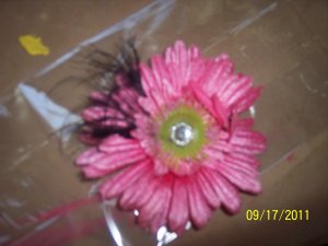 pink gerber daisy hairclip