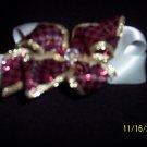 white gold and burgundy hair bow