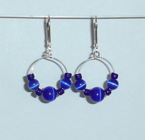 Blue Cats Eye Earrings