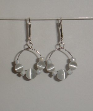 White Cats Eye Earrings