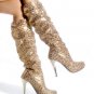 Wild leopard-grain knight boots