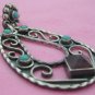 OLD TAXCO REPRODU.SILVER AMETHYST-TURQUOISE EARRINGS