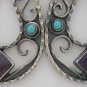 OLD TAXCO REPRODU.SILVER AMETHYST-TURQUOISE EARRINGS