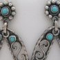 OLD TAXCO REPRODU.SILVER AMETHYST-TURQUOISE EARRINGS