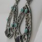 OLD TAXCO REPRODU.SILVER AMETHYST-TURQUOISE EARRINGS