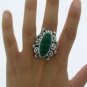  OLD TAXCO MALACHITE SILVER ADJUSTABLE POISON RING