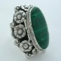 OLD TAXCO MALACHITE SILVER ADJUSTABLE POISON RING