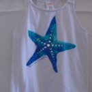 GYMBOREE Girl's Shirt Top White Blue Starfish Size 6 Rhinestones Spring Summer