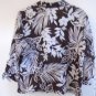 WOMEN'S 100% LINEN BUTTON DOWN BLOUSE SPRING Brown White Size 8 Floral 3/4 Sleev