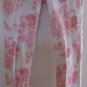 AEROPOSTALE ASHLEY ULTRA SKINNY Jeans White Salmon Pink Roses 7/8 Floral Women