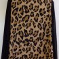 LEOPARD PRINT BLOUSE TOP BROWN BLACK SIZE S ISAAC MIZRAHI ROUND NECK LONG SLEEVE