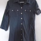 RUE 21 WOMEN'S Button Down Blouse Shirt Top Size Medium Charcoal Gray Pockets