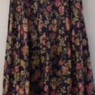 LAURA ASHLEY VINTAGE FULL PLEATED SKIRT Navy Blue Mauve Flowers Sage Leaves 5/6