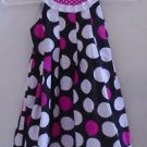 GIRL'S SPRING SUMMER EASTER DRESS Black Pink White Dots Size 5 Rare Editions