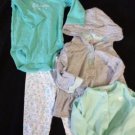 BABY GIRL 4 PIECE OUTFIT SET PANTS TOP JACKETS 6 MONTHS CARTER'S GREEN GRAY