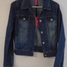 DENIM JACKET Blue Jean Women's Teen's Small Distressed Silver Buttons Fall NWT