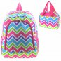 BACKPACK INSULATED LUNCH BAG SET CHEVRON PINK BLUE GREEN PURPLE WHITE NWT