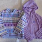 GIRl'S SWEATER Lot Size 4 Carters Disney Hood Zipper Lilac Blue White Cinderella