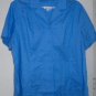 WOMEN'S BLOUSE DENIM & CO Medium Blue Plus 1x Short Sleeves Button Down Stretch