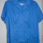 WOMEN'S BLOUSE DENIM & CO Medium Blue Plus 1x Short Sleeves Button Down Stretch