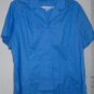 WOMEN'S BLOUSE DENIM & CO Medium Blue Plus 1x Short Sleeves Button Down Stretch
