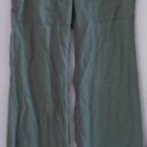 WIDE LEG PANTS Women's Teen Military Green 5/6 R Button Tie Front Linen Cotton