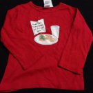GIRL'S HOLIDAY TOP SHIRT DEEP RED LONG SLEEVES "SANTA'S COOKES" SIZE 3 GYMBOREE