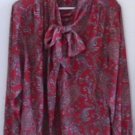 WOMEN'S BUTTON DOWN BLOUSE 20 Career Brick Blue Beige ALFRED DUNNER Long Sleeves