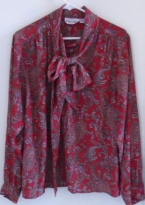 WOMEN'S BUTTON DOWN BLOUSE 20 Career Brick Blue Beige ALFRED DUNNER Long Sleeves