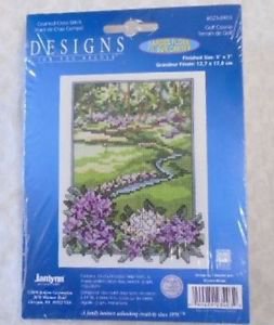 CROSS STITCH KIT Golf Course & Flowers 5" x 7" Janlynn 14 Count NIP