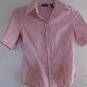 Women's Button Down Blouse Red Salmon White Stripes Small NY & CO Work Career