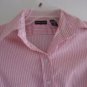 Women's Button Down Blouse Red Salmon White Stripes Small NY & CO Work Career