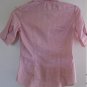 Women's Button Down Blouse Red Salmon White Stripes Small NY & CO Work Career