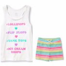 GIRL'S SHORT SET Top Shorts PinK Blue Rainbow Stripes Matching Tank Top 14 NWT