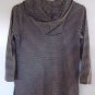 ANN TAYLOR LOFT  Hooded Top Brown White Stripe Medium V-Neck Ties Slits on Sides