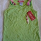 GYMBOREE Girl's Tank Top Lime Green Striped Pink Bows Size 5 NWT