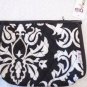 COSMETIC CASE Bag BLACK WHITE DAMASK Belvah Retired Zipper Closure NWT