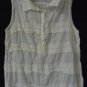 WOMEN'S Button Down Blouse ANN TAYLOR LOFT Small White Lace Sleeveless Summer