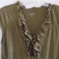 ANN TAYLOR LOFT BLOUSE Top Brownish Green Size Small Ruffle Elastic Sleeveless