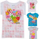 GIRL'S SHOPKINS T-SHIRTS TOPS 4 STYLES SIZES 4 & 6 WHITE PINK YELLOW BLUE GRAY N