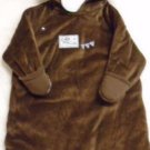 BUNTING BAG CAR STROLLER SLEEP Brown Velour 3-6 Months Hooded Snap Closure NWT