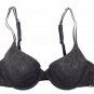 BRA 34 D Calvin Klein Demi Gray Floral Lace MSRP 39 Coverage Level 2 F3569 NWT