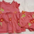 BABY GIRL'S DRESS & DIAPER COVER Peach Floral Yellow CARTER'S 3-6 Months