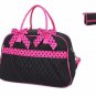 DUFFLE BAG Weekend Overnight Quilted BELVAH With Cosmetic Case Black Fuchsia NWT